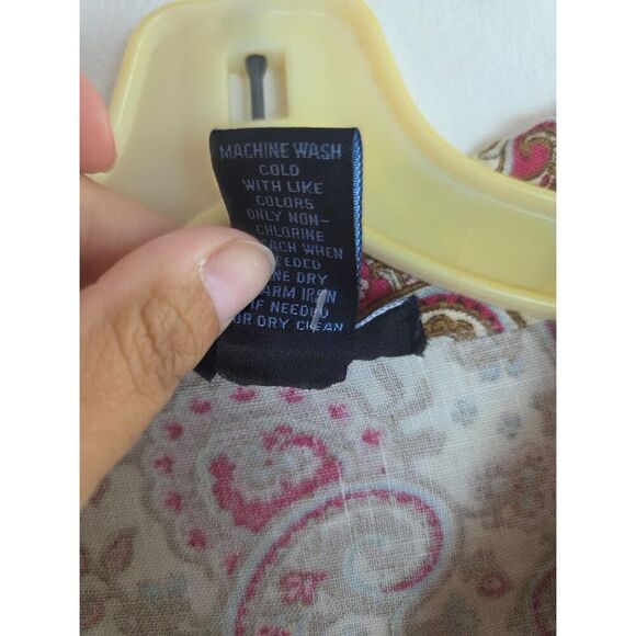 Saint Tropez West Cream w/Pink  Brown Pasley 100% Linen Button Up Jacket size 3X - Picture 7 of 8